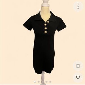 Zara Black Knit Mini Dress w/ Pearl Buttons Size S